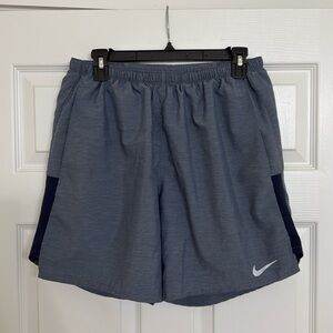 Nike Drifit Gym Shorts Navy With Compression Liner Size Large 6.5in inseam